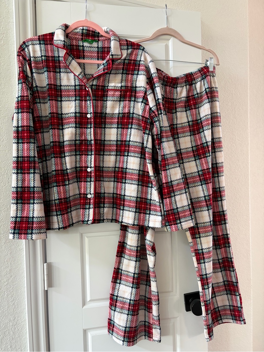 dip Red White and Black Plaid Flannel Pajama Set